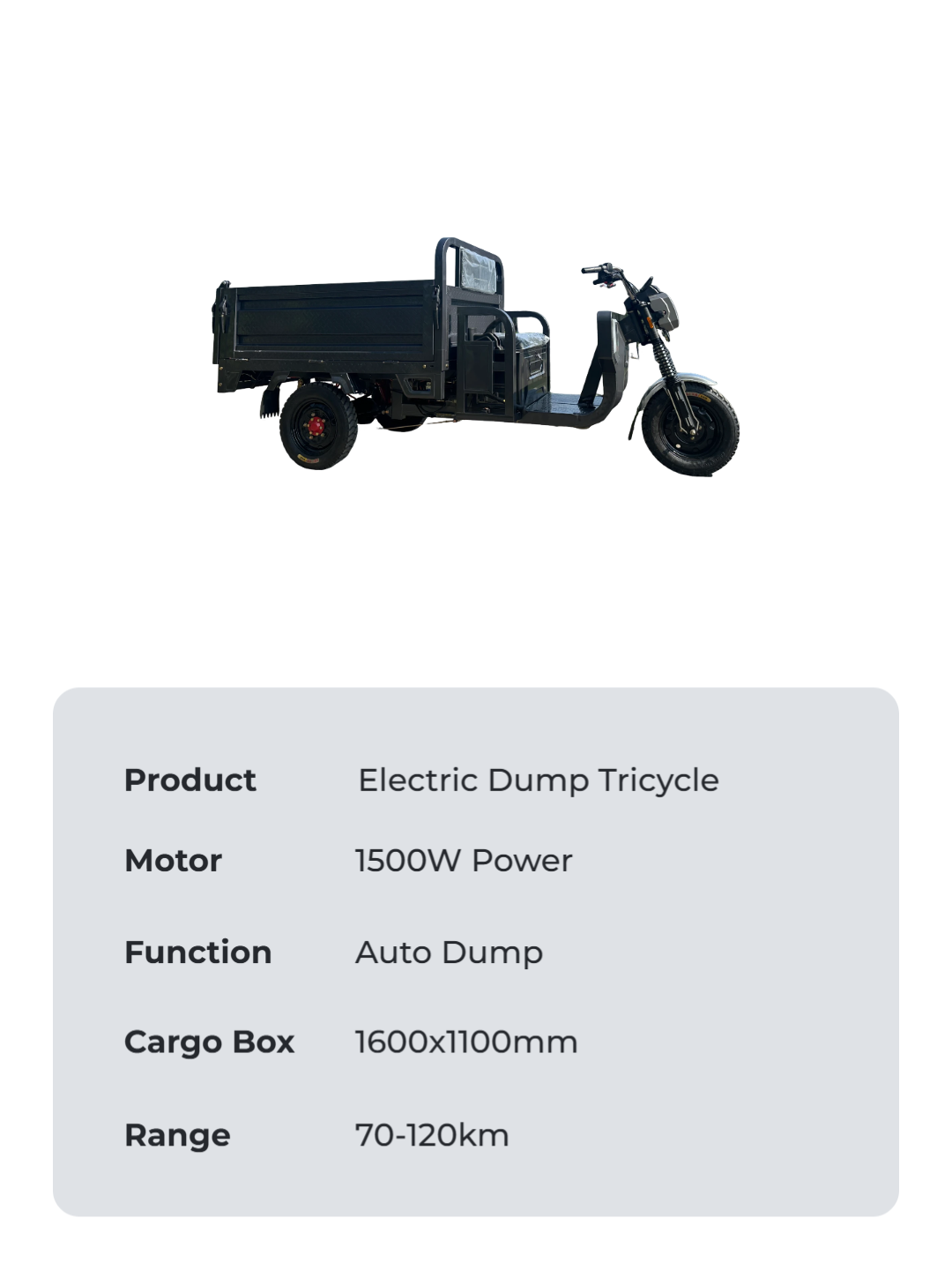 Fast-charging capability on our hydraulic electric cargo trike ensures minimal downtime and uninterrupted operation for heavy-duty transport.