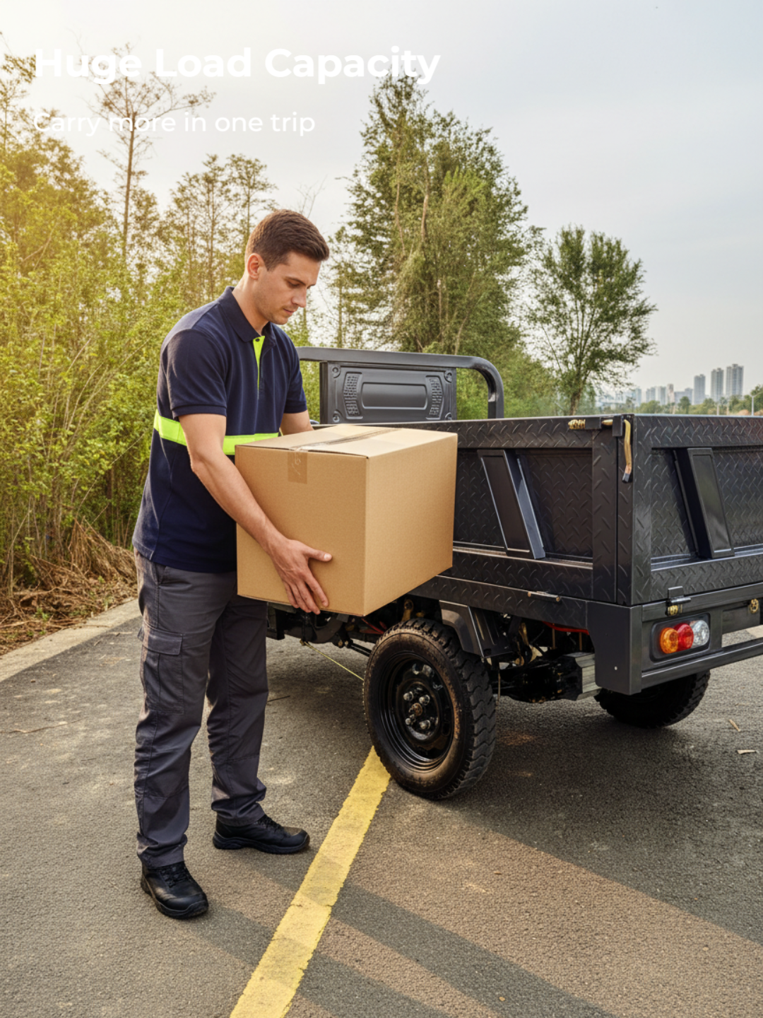 Customizable Carbon Steel Electric Cargo Tricycle for Industrial Branding