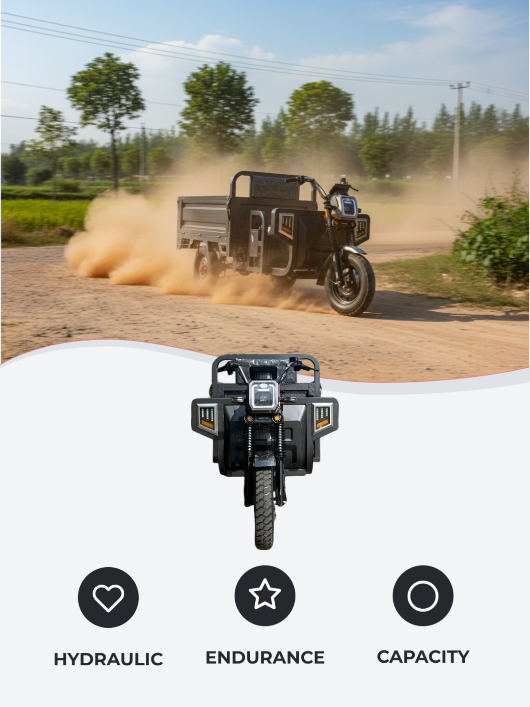 High-performance electric motor and long-lasting battery powering our hydraulic electric cargo trike, delivering reliable performance and long-lasting operation for heavy-duty transport.