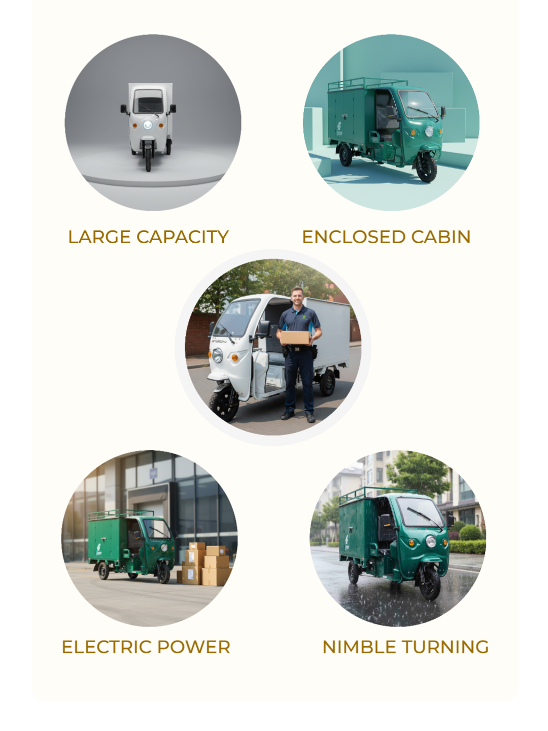 Fast-charging capability on our light-duty electric cargo tricycle ensures minimal downtime, supporting all-day community delivery and small logistics operations.