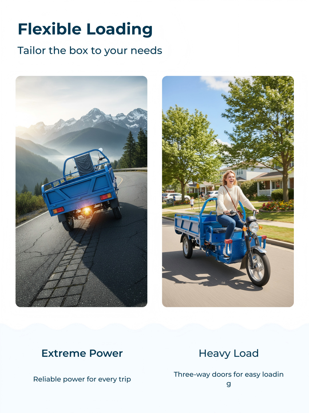 Advanced shock absorption system ensures a smooth, stable ride on urban roads, protecting cargo and enhancing driver comfort during business shifts.