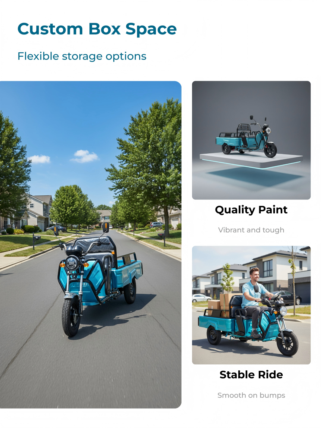 Dual-seat design allows family members to ride together, making it ideal for casual outings, trips to the park, and neighborhood adventures.